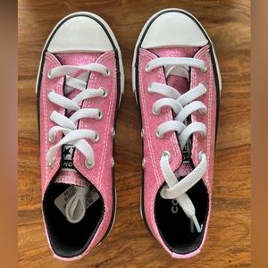 Pink sparkle Girls converse